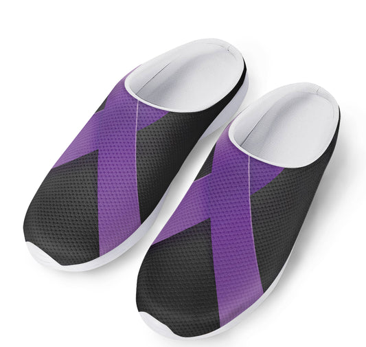 Purple All Cancer Awareness Ribbon Print Mesh Casual Shoes