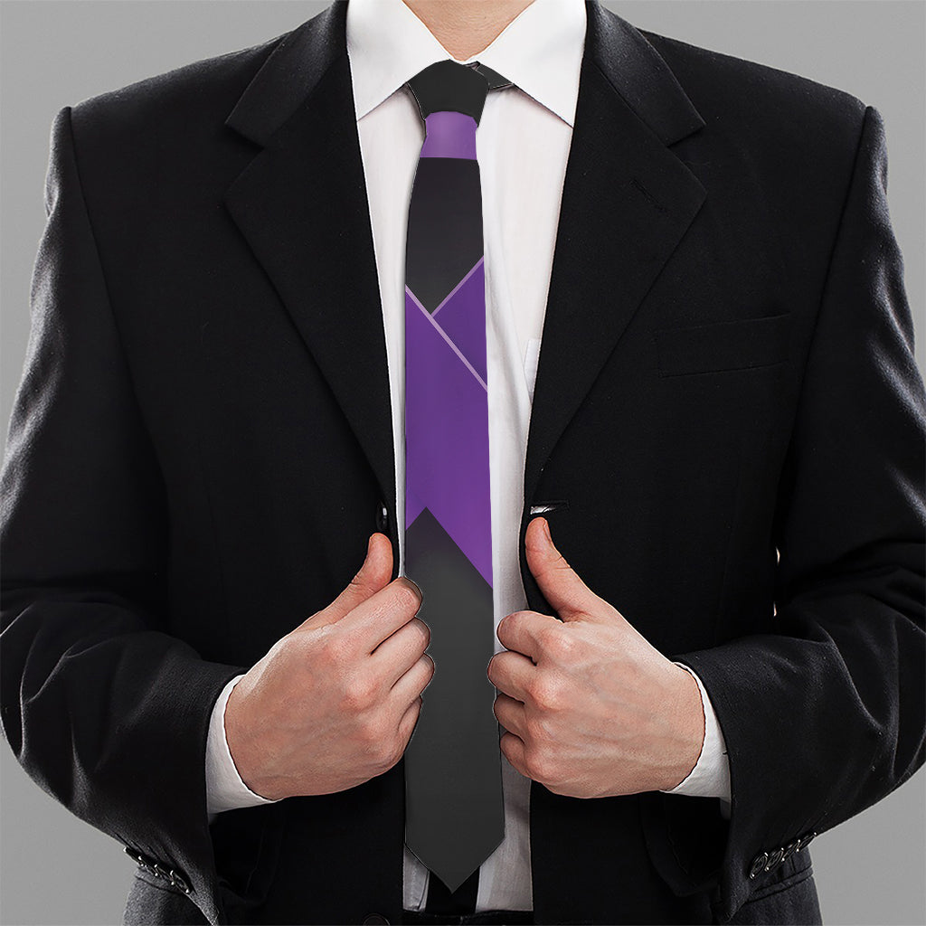 Purple All Cancer Awareness Ribbon Print Necktie
