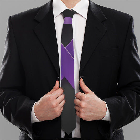 Purple All Cancer Awareness Ribbon Print Necktie