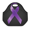 Purple All Cancer Awareness Ribbon Print Neoprene Lunch Bag