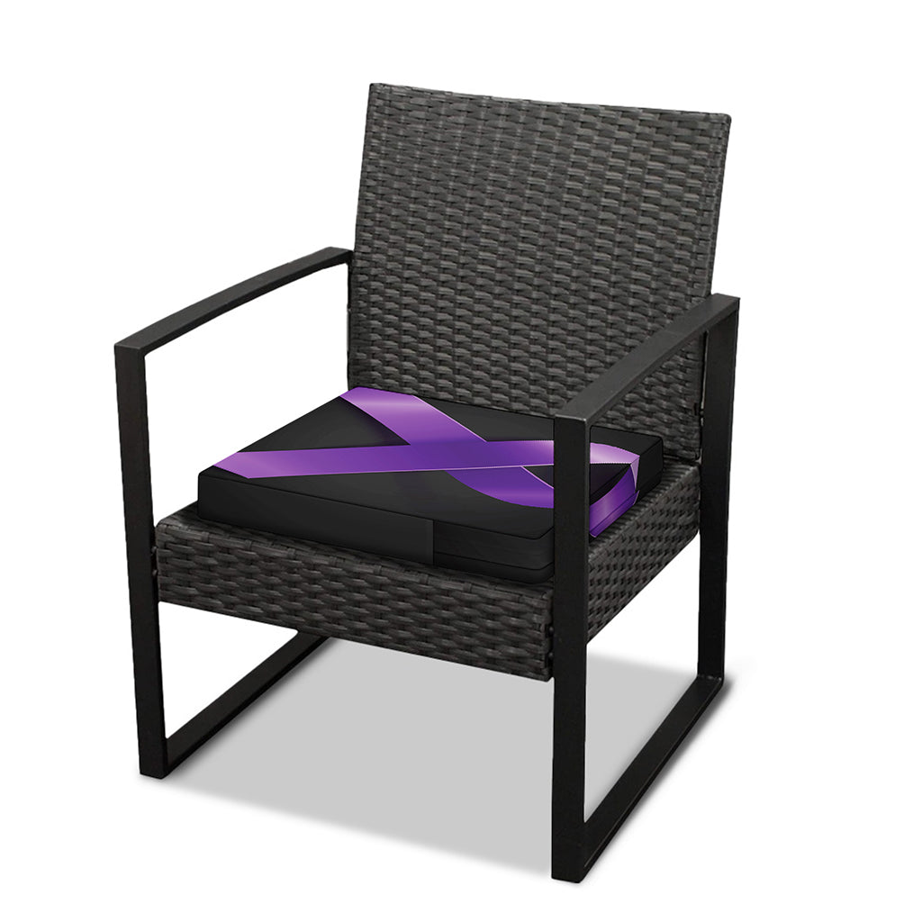 Purple All Cancer Awareness Ribbon Print Outdoor Seat Cushion Cover