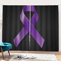 Purple All Cancer Awareness Ribbon Print Pencil Pleat Curtains