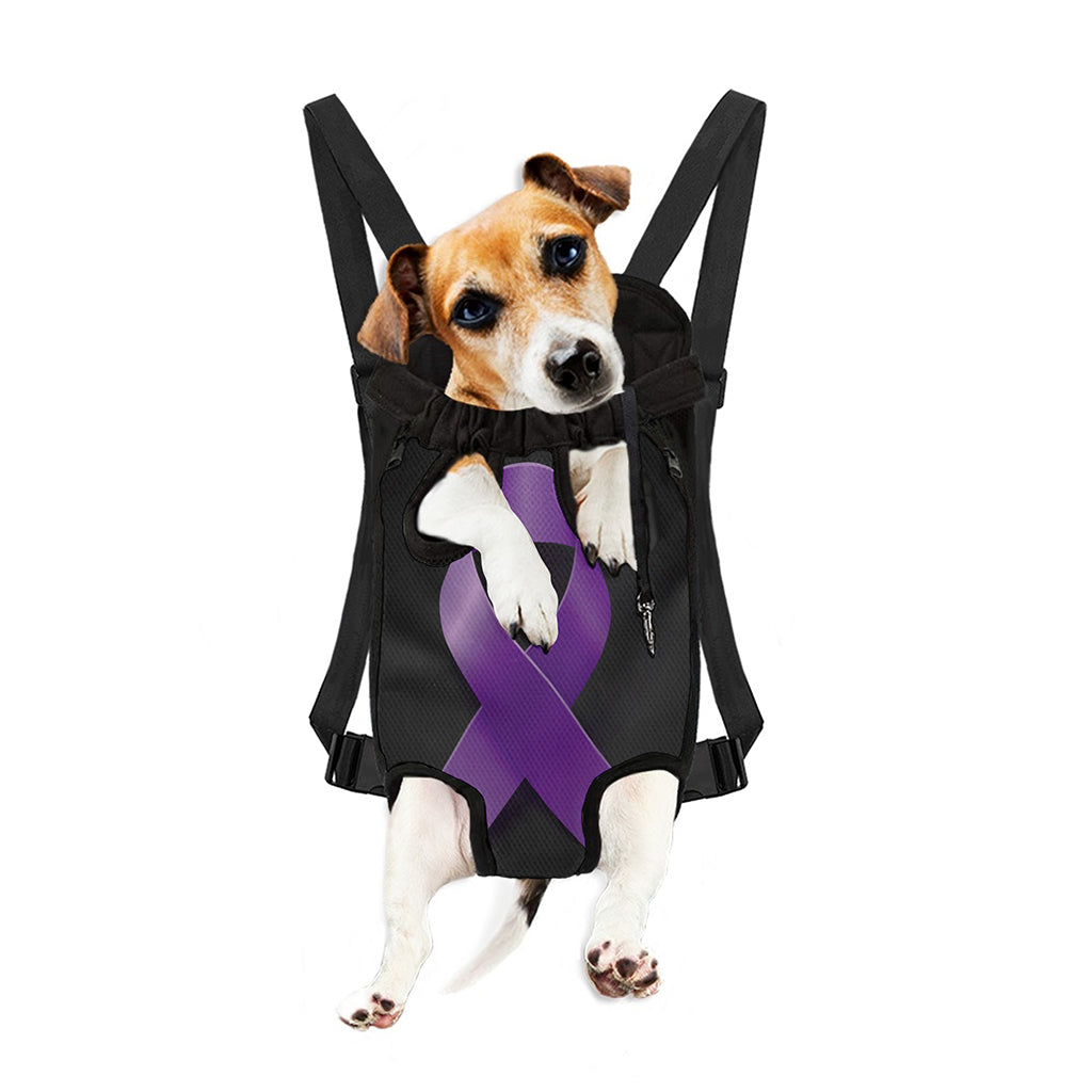 Purple All Cancer Awareness Ribbon Print Pet Carrier Backpack
