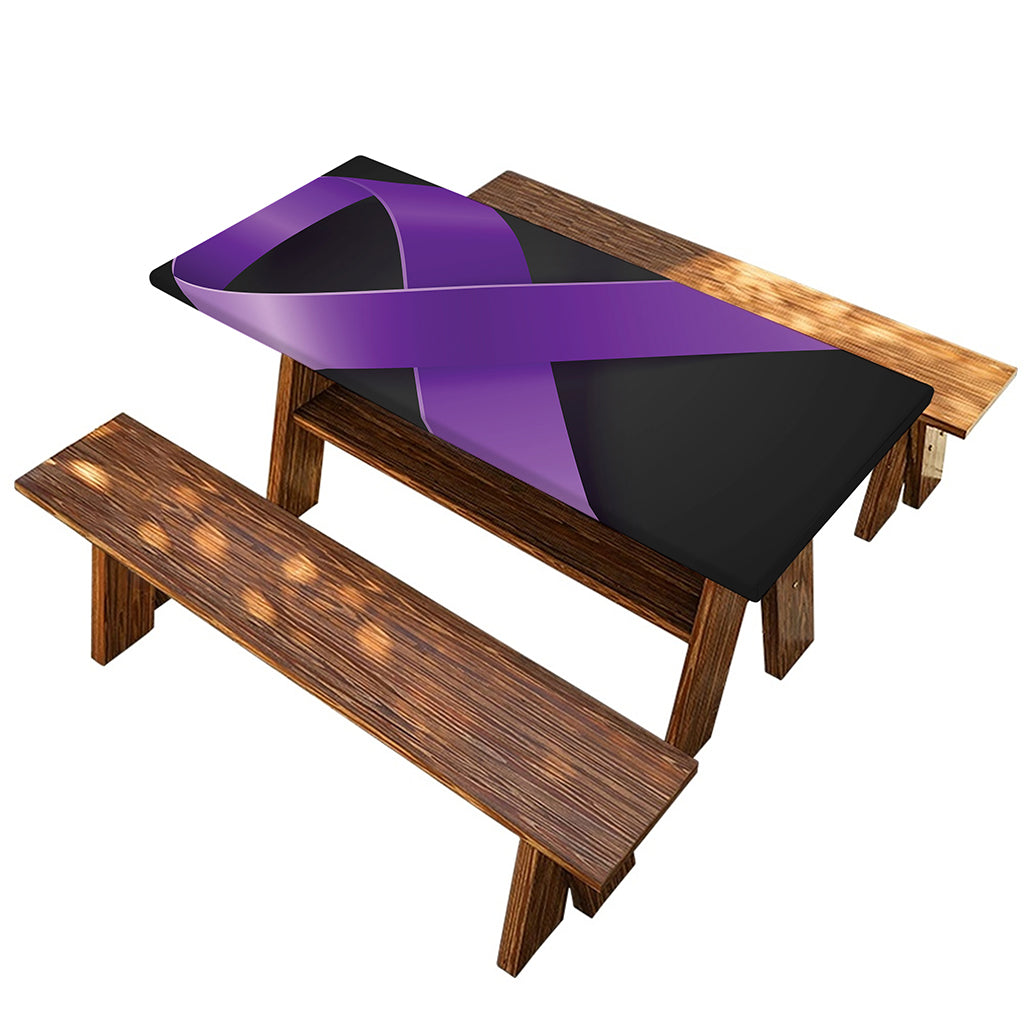 Purple All Cancer Awareness Ribbon Print Picnic Table Cover
