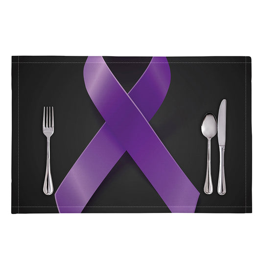 Purple All Cancer Awareness Ribbon Print Placemat