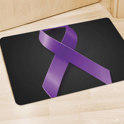 Purple All Cancer Awareness Ribbon Print Polyester Doormat