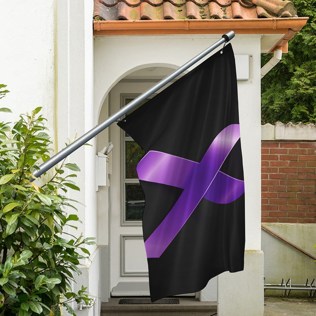 Purple All Cancer Awareness Ribbon Print Polyester Flag