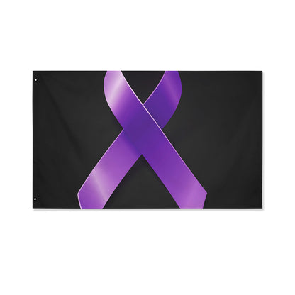 Purple All Cancer Awareness Ribbon Print Polyester Flag