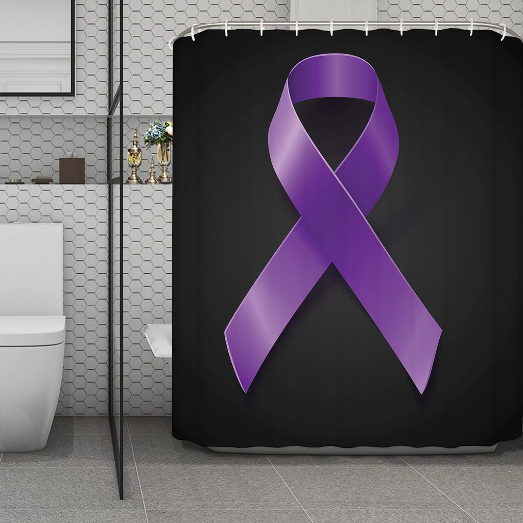 Purple All Cancer Awareness Ribbon Print Polyester Shower Curtain