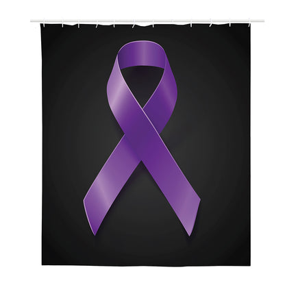 Purple All Cancer Awareness Ribbon Print Polyester Shower Curtain