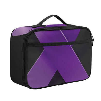 Purple All Cancer Awareness Ribbon Print Portable Lunch Bag