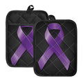 Purple All Cancer Awareness Ribbon Print Pot Holders With Pocket