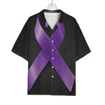 Purple All Cancer Awareness Ribbon Print Rayon Hawaiian Shirt