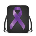 Purple All Cancer Awareness Ribbon Print Rectangular Crossbody Bag