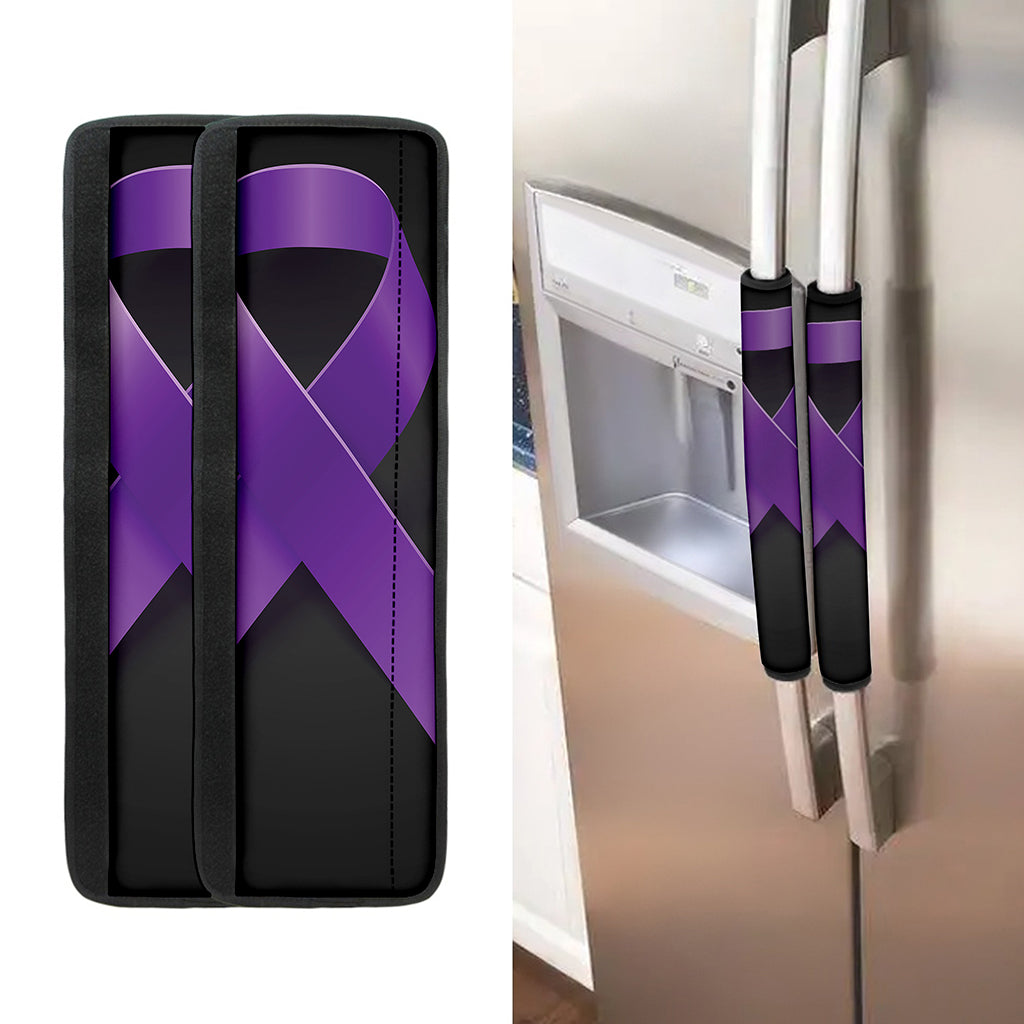Purple All Cancer Awareness Ribbon Print Refrigerator Handle Covers