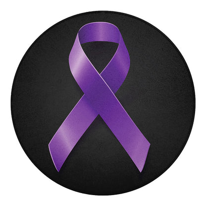 Purple All Cancer Awareness Ribbon Print Round Blanket