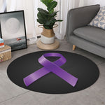 Purple All Cancer Awareness Ribbon Print Round Rug