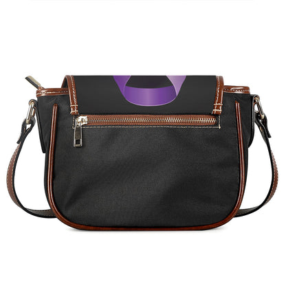 Purple All Cancer Awareness Ribbon Print Saddle Bag