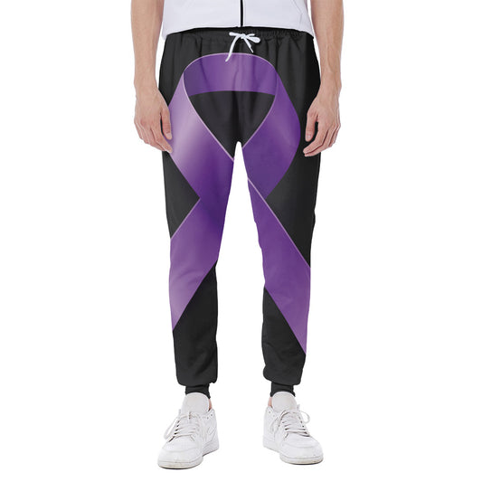 Purple All Cancer Awareness Ribbon Print Scuba Joggers