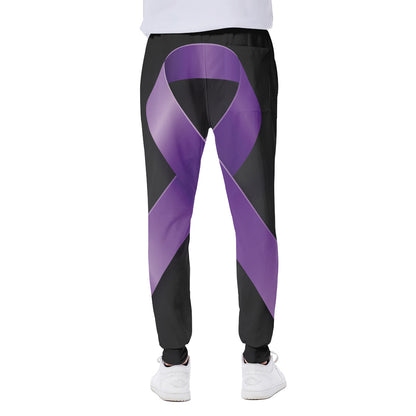 Purple All Cancer Awareness Ribbon Print Scuba Joggers