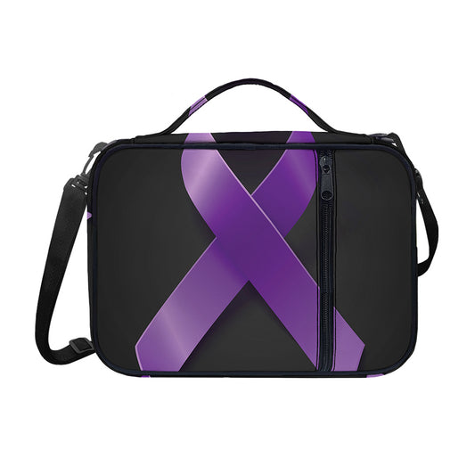 Purple All Cancer Awareness Ribbon Print Shoulder Strap Bible Bag