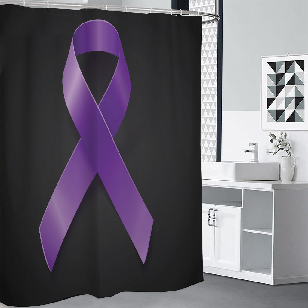 Purple All Cancer Awareness Ribbon Print Shower Curtain
