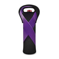 Purple All Cancer Awareness Ribbon Print Single Neoprene Wine Tote