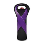 Purple All Cancer Awareness Ribbon Print Single Neoprene Wine Tote