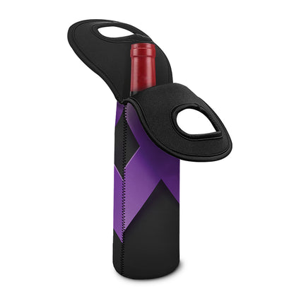 Purple All Cancer Awareness Ribbon Print Single Neoprene Wine Tote