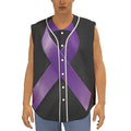 Purple All Cancer Awareness Ribbon Print Sleeveless Baseball Jersey