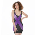 Purple All Cancer Awareness Ribbon Print Sleeveless Bodycon Dress