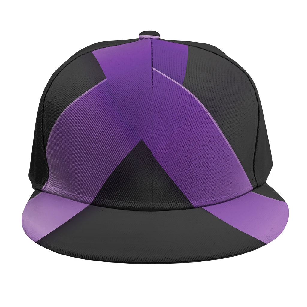 Purple All Cancer Awareness Ribbon Print Snapback Cap