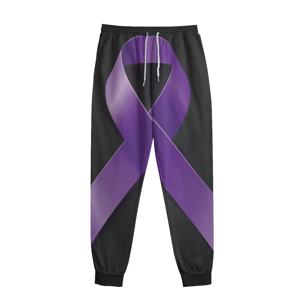 Purple All Cancer Awareness Ribbon Print Sweatpants