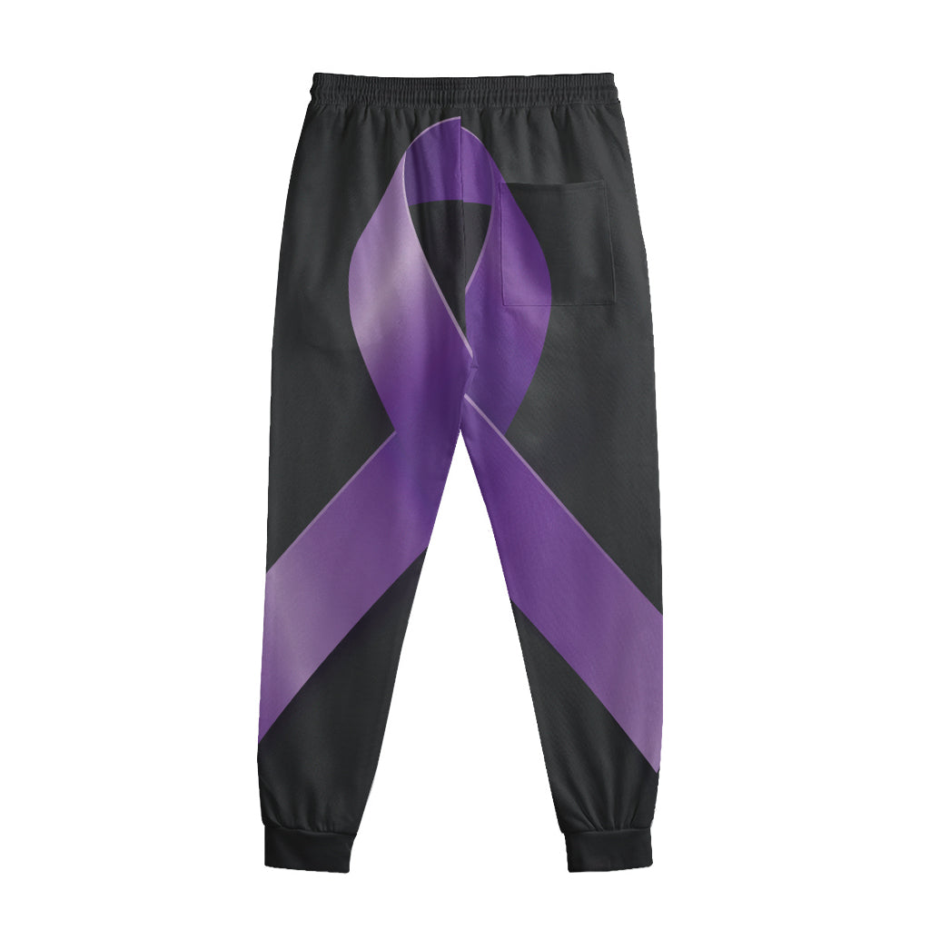 Purple All Cancer Awareness Ribbon Print Sweatpants
