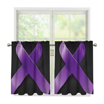 Purple All Cancer Awareness Ribbon Print Tier Curtains