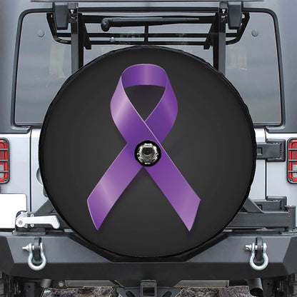 Purple All Cancer Awareness Ribbon Print Tire Cover With Camera Hole
