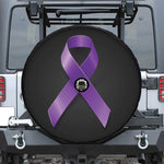 Purple All Cancer Awareness Ribbon Print Tire Cover With Camera Hole