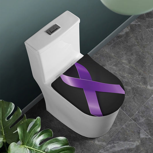 Purple All Cancer Awareness Ribbon Print Toilet Lid Cover