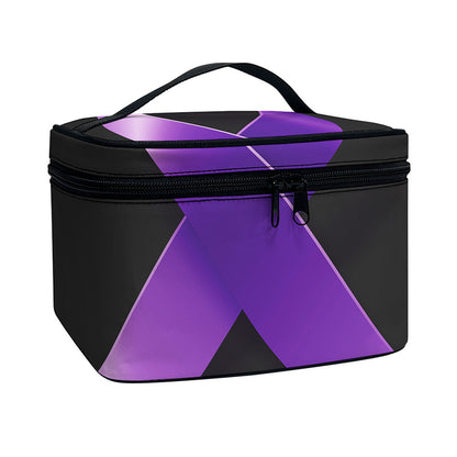 Purple All Cancer Awareness Ribbon Print Travel Makeup Bag