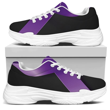 Purple All Cancer Awareness Ribbon Print White Chunky Shoes