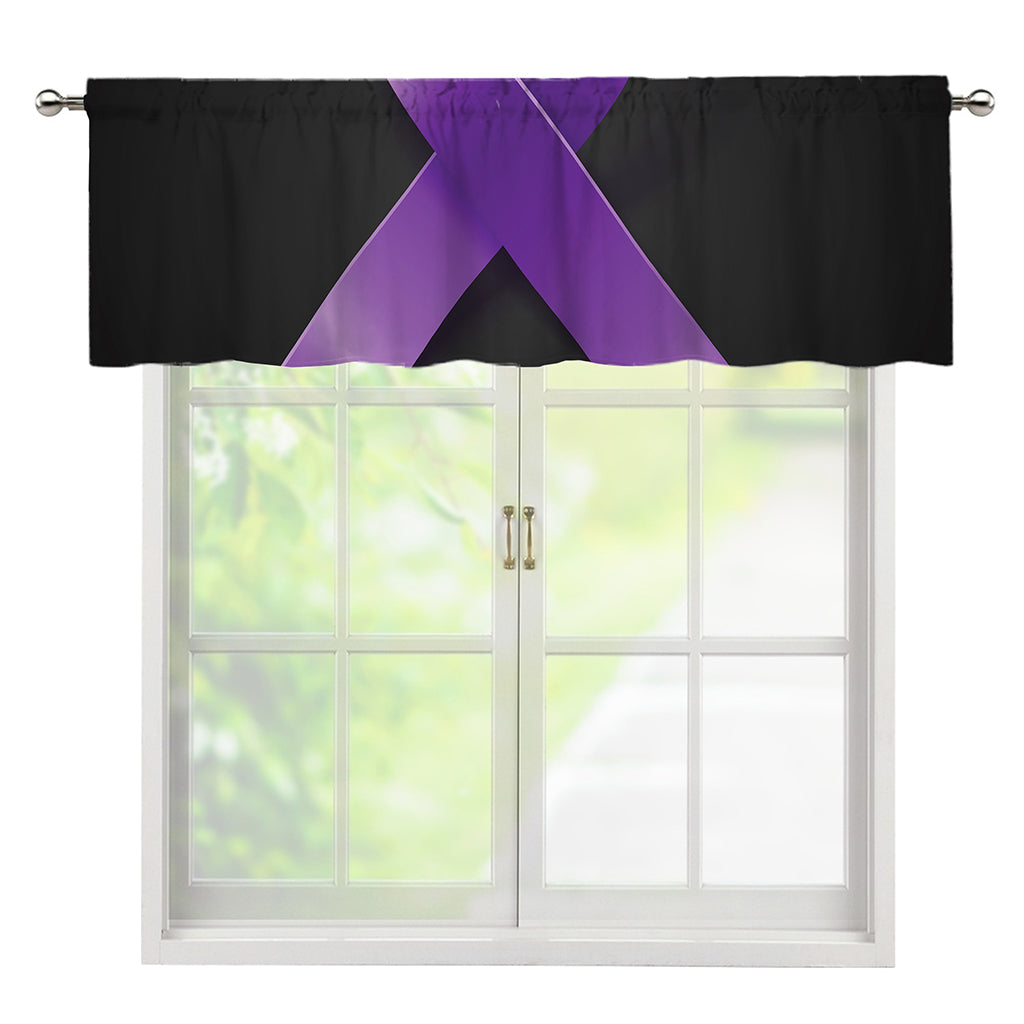 Purple All Cancer Awareness Ribbon Print Window Valance