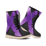 Purple All Cancer Awareness Ribbon Print Winter Boots