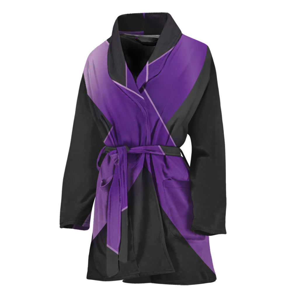 Purple All Cancer Awareness Ribbon Print Women's Bathrobe
