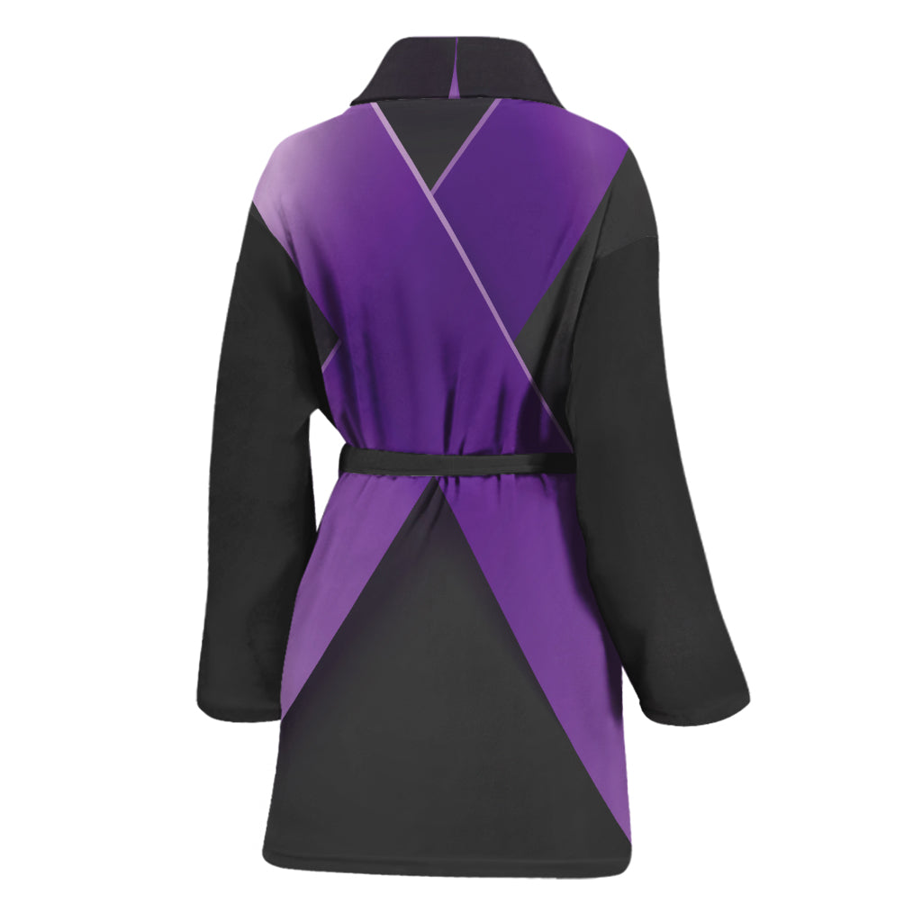 Purple All Cancer Awareness Ribbon Print Women's Bathrobe