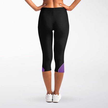 Purple All Cancer Awareness Ribbon Print Women's Capri Leggings
