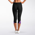 Purple All Cancer Awareness Ribbon Print Women's Capri Leggings