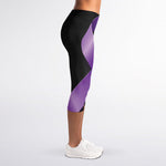 Purple All Cancer Awareness Ribbon Print Women's Capri Leggings