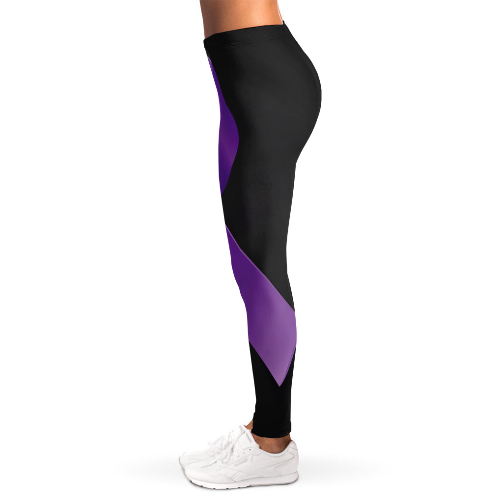 Purple All Cancer Awareness Ribbon Print Women's Leggings