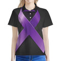 Purple All Cancer Awareness Ribbon Print Women's Polo Shirt