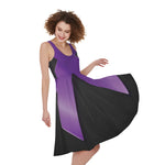 Purple All Cancer Awareness Ribbon Print Women's Sleeveless Dress